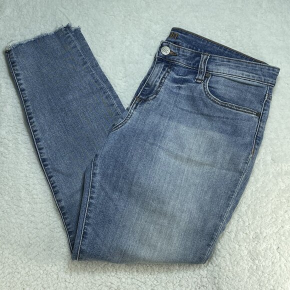 Kut From The Kloth Jeans Womens Sz 14 Blue Ankle Skinny Distressed Denim 35x28 - Picture 1 of 13